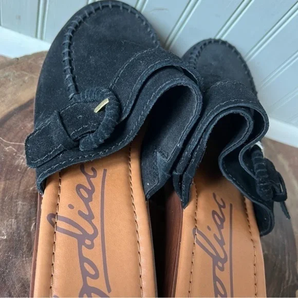 Zodiac Raine Suede Black Wood Heel Slip On Clog Mules - Picture 6 of 9